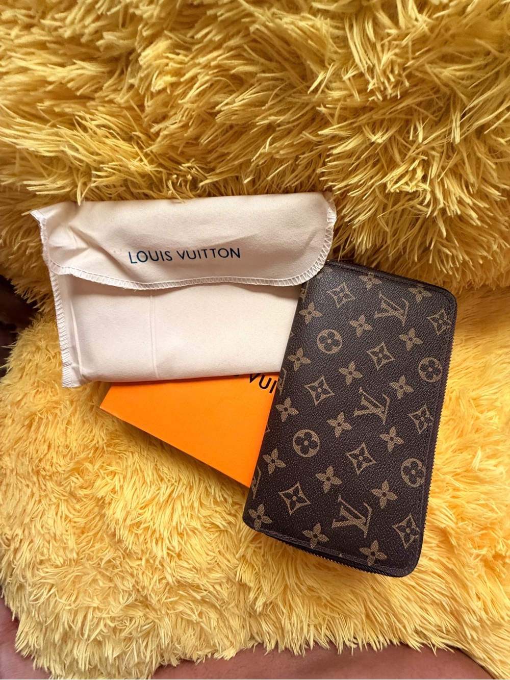 Louis Vuitton Brown Monogram Zip-Around Wallet with Orange Box